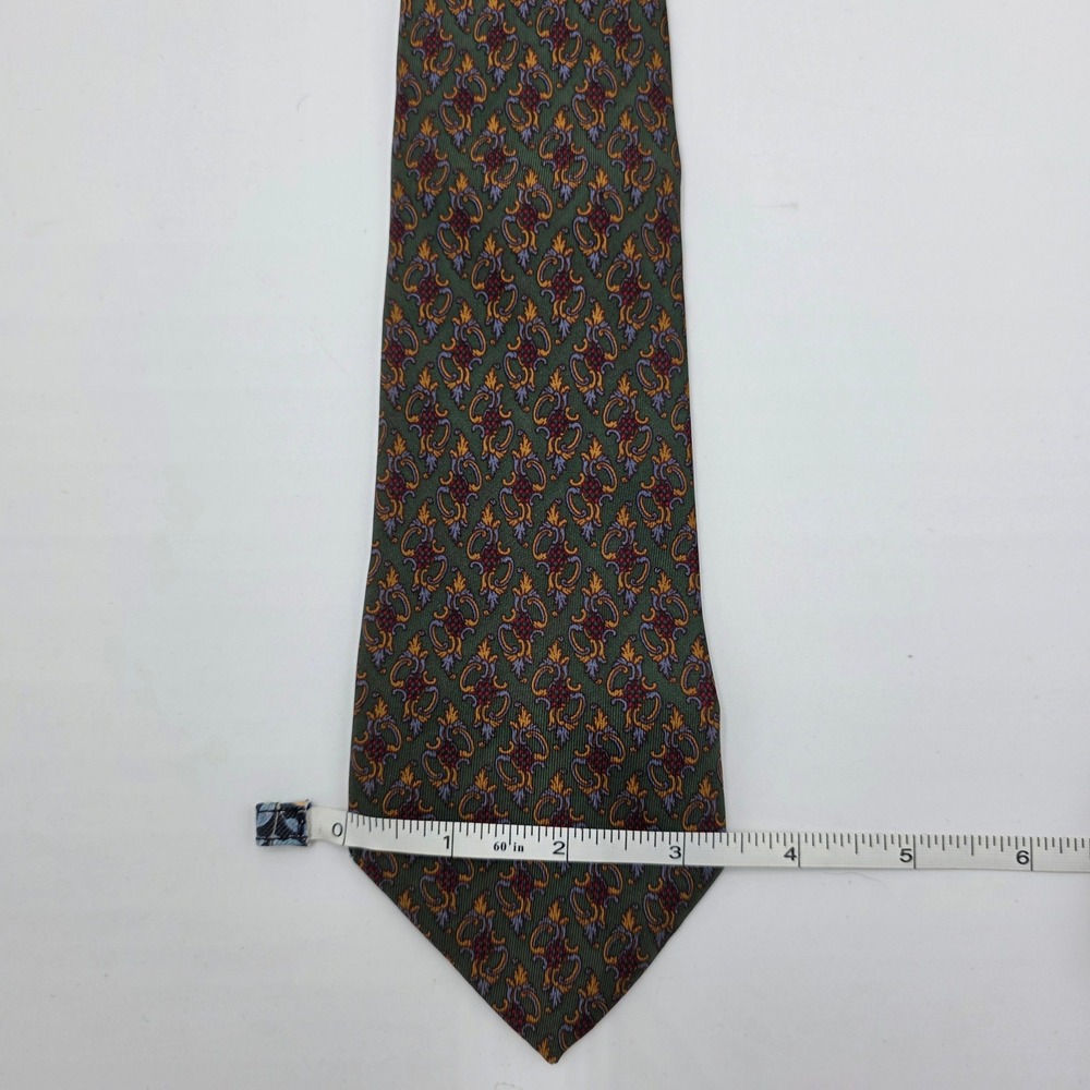 Salvatore Ferragamo Silk Tie Green Paisley Pattern Made‎ in Italy Mens